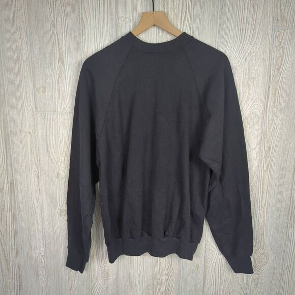 Vintage 90s Tultex Maximum Sweats Black Floral Fall Leaves Crewneck Sweater L - Picture 4 of 6